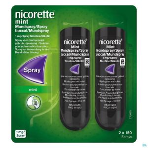 Nicorette mint mondspray 2x150 sprays 1mg/spray