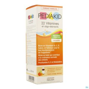 Pediakid 22 Vitamines Oligo Element. Sol Buv 250ml