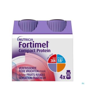 Fortimel Compact Protein Verfrissende Rode Vruchten Flesjes 4x125 ml