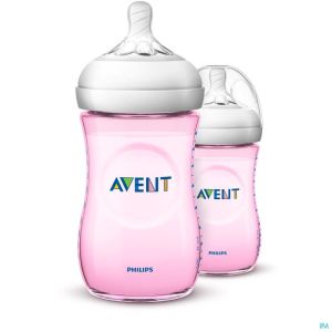 Philips Avent Natural 2.0 Zuigfles 260ml Roze Duo SCF034/27