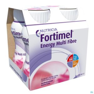 Fortimel Energy Multi Fibre Aardbei Flesjes 4x200ml