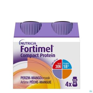 Fortimel Compact Protein Perzik-mango Flesjes 4x125 ml