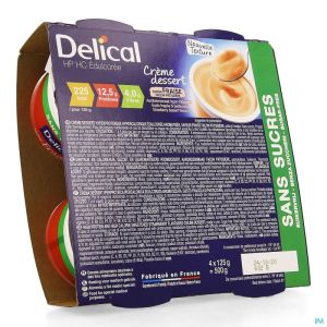 Delical Creme Dessert Hp-hc Z/suik. Aardbei 4x124g