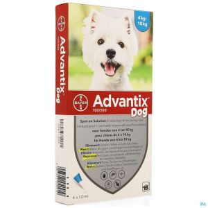 Advantix 100/ 500 Honden 4<10kg Fl 4x1,0ml