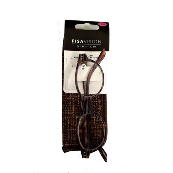 Fisavision Premium Leesbril +2,0 Brown/grey+pouch