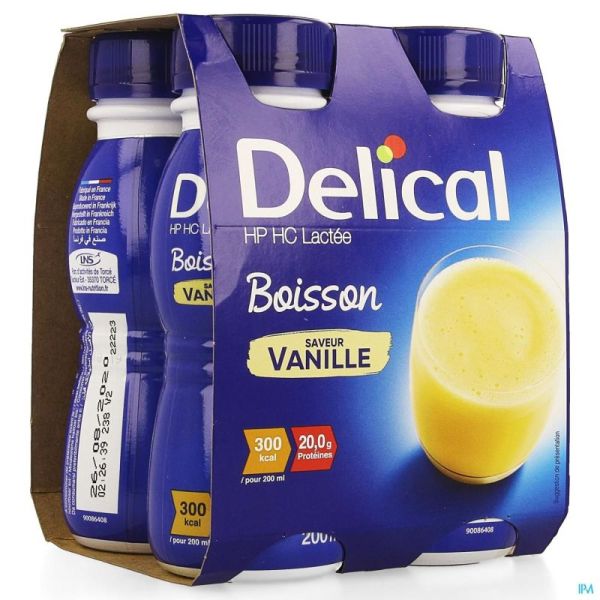 Delical Melkdrank Hp-hc Vanille 4x200ml Cfr4278628