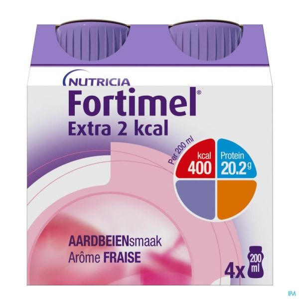 Fortimel Extra 2kcal Aardbei 4x200ml