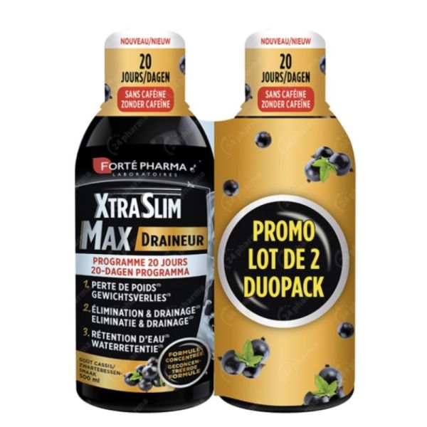Xtraslim Max Draineur Zwarte Bes Duo 2x500ml