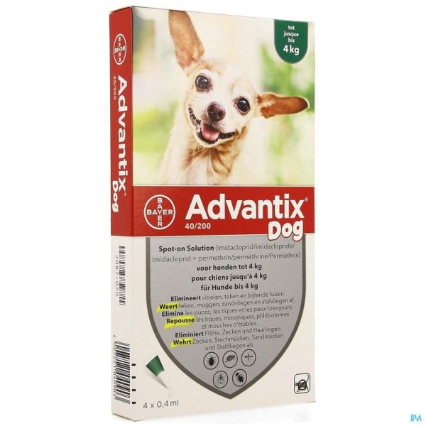 Advantix 40/ 200 Honden < 4kg Fl 4x0,4ml