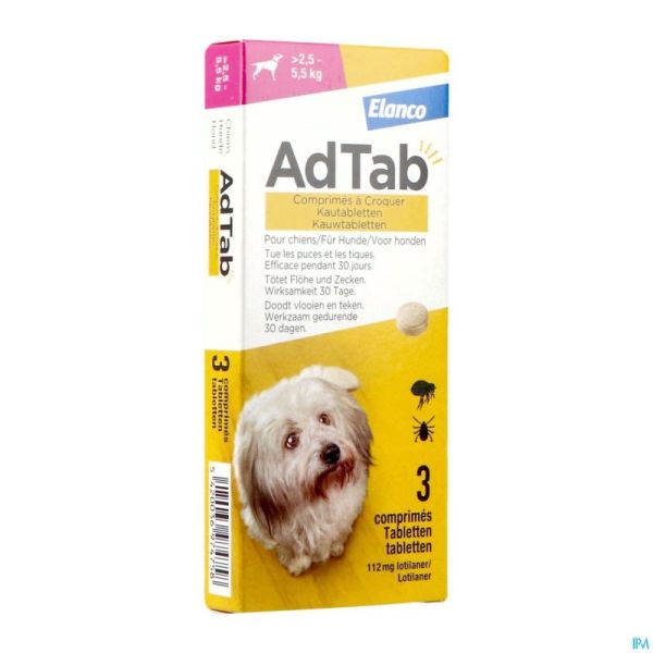Adtab 112mg Hond 2,5kg-5,5kg Kauwtabl 3