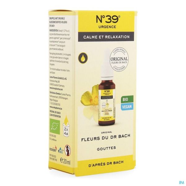 Bachbloesem Bio N°39 Noodgevallen Druppels 20ml