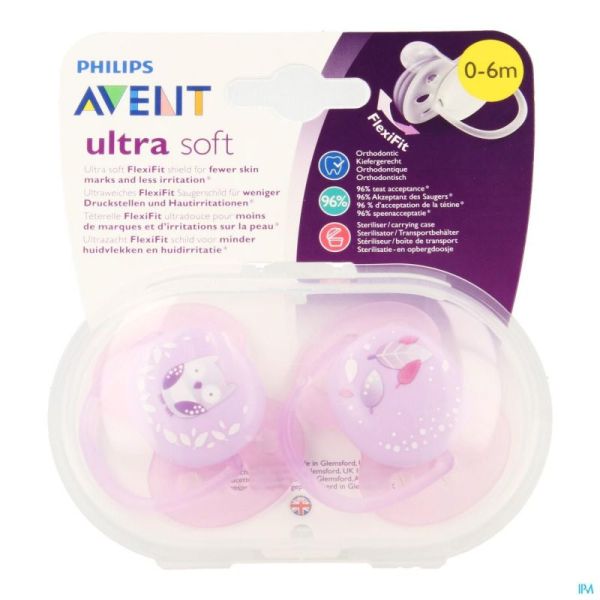 Philips Avent Fopspeen Soft Deco +0m Girl 2 SCF227/20