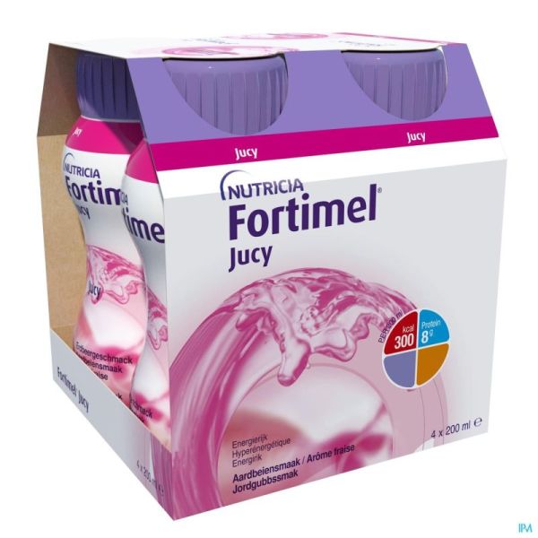 Fortimel Jucy Aardbeiensmaak Flesjes 4x200ml