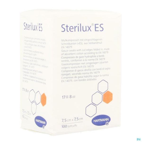 Sterilux Es 7,5x7,5cm 8l.nst. 100 P/s