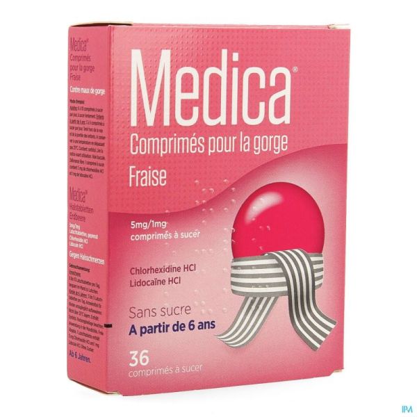 Medica Keeltabletten Aardbei 36 zuigtabletten