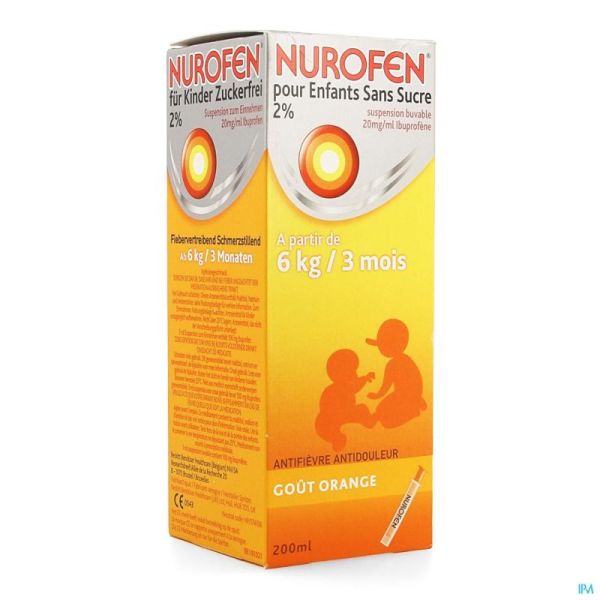 Nurofen Kind Sinaas Susp Suikervrij 200ml