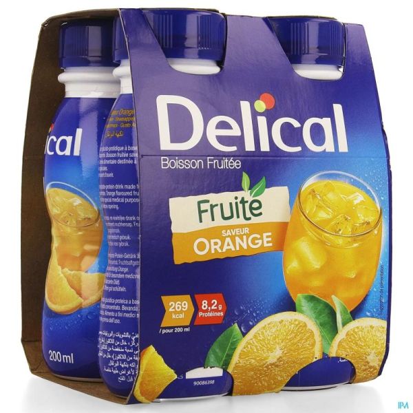 Delical Fruitdrink Sinaasappel 4x200ml