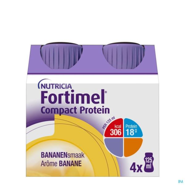 Fortimel Compact Protein Banaan Flesjes 4x125 ml