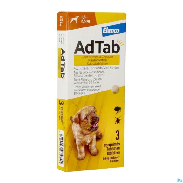 Adtab 56mg Hond 1,3-2,5kg Kauwtabl 3