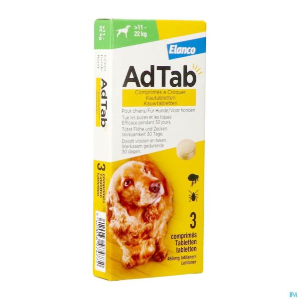 Adtab 450mg Hond 11kg-22kg Kauwtabl 3