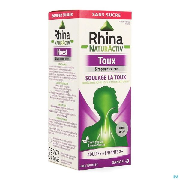 Rhina Natur Activ Hoest Zonder Suiker Siroop 120ml