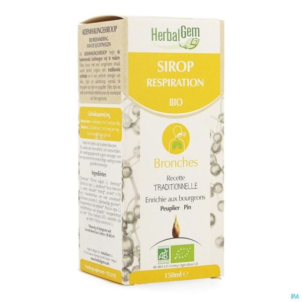 Herbalgem Siroop Ademhaling Bio Kind-volw 150ml