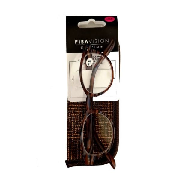 Fisavision Premium Leesbril +2,5 Brown/grey+pouch