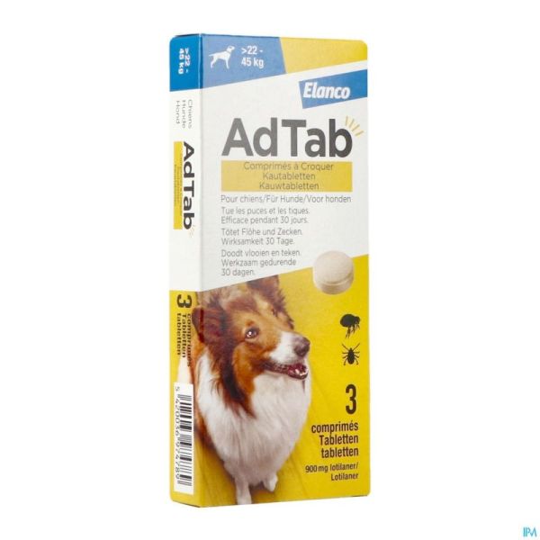 Adtab 900mg Hond 22kg-45kg Kauwtabl 3