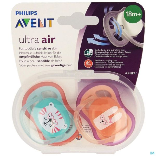 Philips Avent Fopspeen +18m Air Girl Tijger Konijn