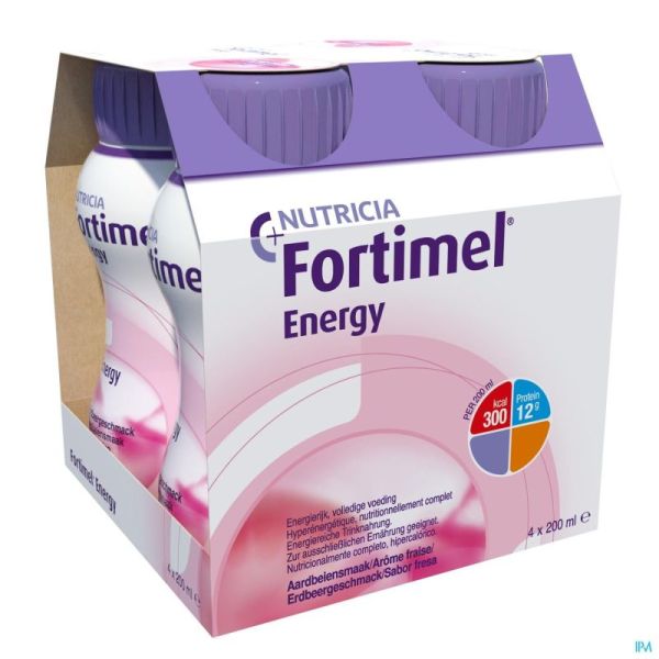 Fortimel Energy Aardbei Flesjes 4x200ml